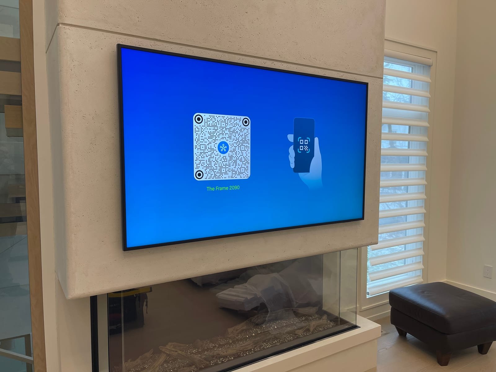 Custom fireplace wall with a wall-mounted TV